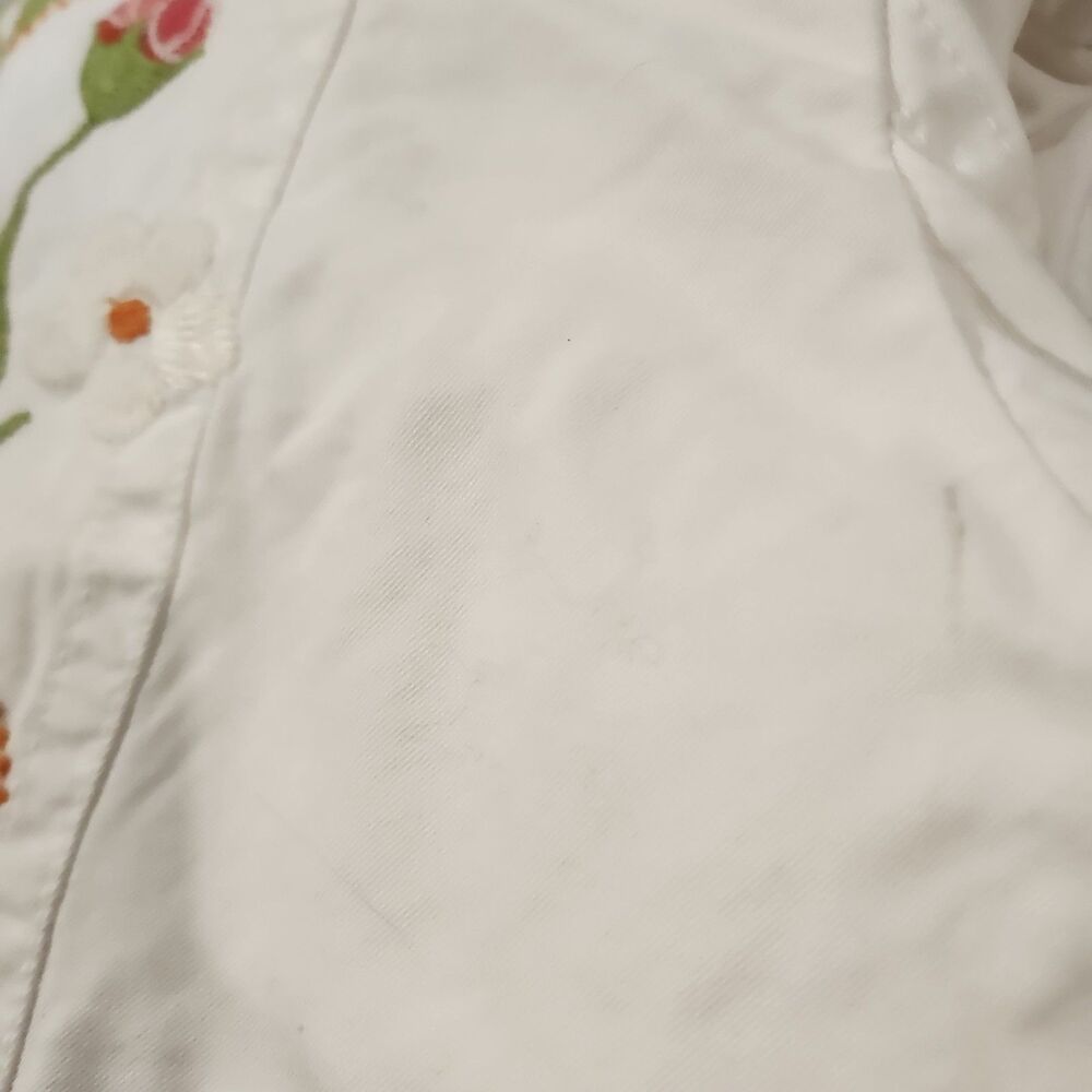 Johnny Was JWLA Floral Embroidered White 100% Cotton Jacket Size Large - Picture 14 of 15